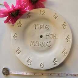 "Ceramic Clock Music Notes/Or Numbers/Musician Gift 8"" Round/Time For Music/Fun/Part Of My ""Time Fun" - thumbnail 2