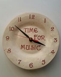"Ceramic Clock Music Notes/Or Numbers/Musician Gift 8"" Round/Time For Music/Fun/Part Of My ""Time Fun" - thumbnail 1
