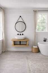 Handcrafted Rustic Wood Floating Washstand Sink Unit