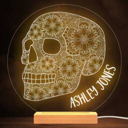 Skull Head Gothic Halloween Personalised Gift Warm White Lamp Night Light - thumbnail 1