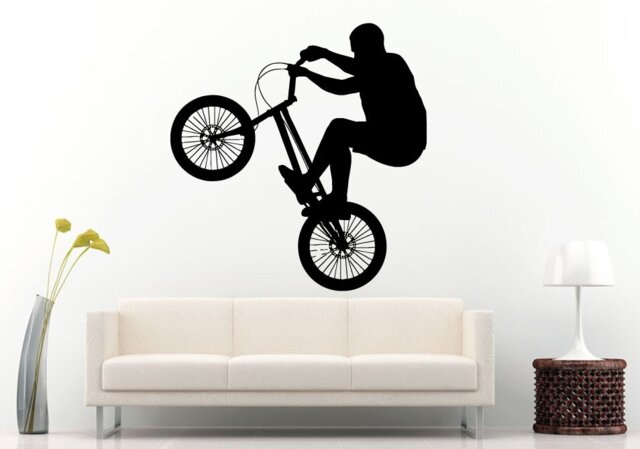Bmx Bike Bicycle Extreme Sport Games Stunt Trick Wheelie Wall Decal Vinyl Sticker Mural Room Decor L866 - image 1