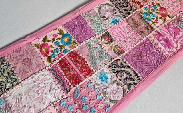 Embroidered Table Runner. Patchwork Sari Wall Hanging Made in India - image 1