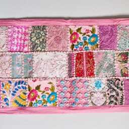 Embroidered Table Runner. Patchwork Sari Wall Hanging Made in India - thumbnail 2