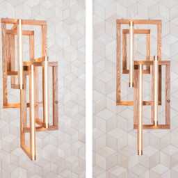 Modern Wooden Chandelier For Foyer & Chic Staircase - Handcrafted Contemporary Lamp Vabi-Sabi Lighting Interlacement - thumbnail 4