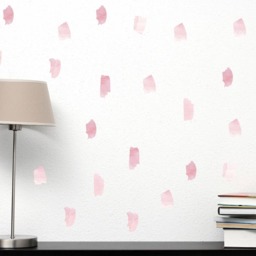 Pink Watercolor Brush Strokes Wall Decals - Reusable Removable Fabric Splash Paint Nursery Girls Room - thumbnail 2