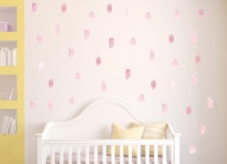 Pink Watercolor Brush Strokes Wall Decals - Reusable Removable Fabric Splash Paint Nursery Girls Room - thumbnail 1