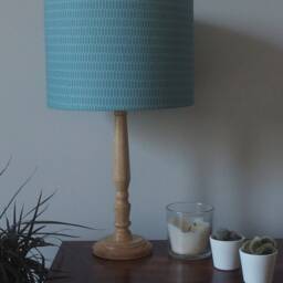 Blue Geometric Lampshade Honeycomb Pattern Handmade Cotton Fabric Drum Lamp Shade Table Floor Or Ceiling Pendant Various Sizes - thumbnail 3