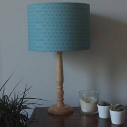 Blue Geometric Lampshade Honeycomb Pattern Handmade Cotton Fabric Drum Lamp Shade Table Floor Or Ceiling Pendant Various Sizes - thumbnail 2