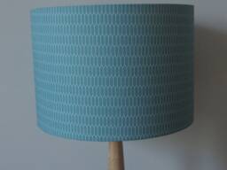 Blue Geometric Lampshade Honeycomb Pattern Handmade Cotton Fabric Drum Lamp Shade Table Floor Or Ceiling Pendant Various Sizes