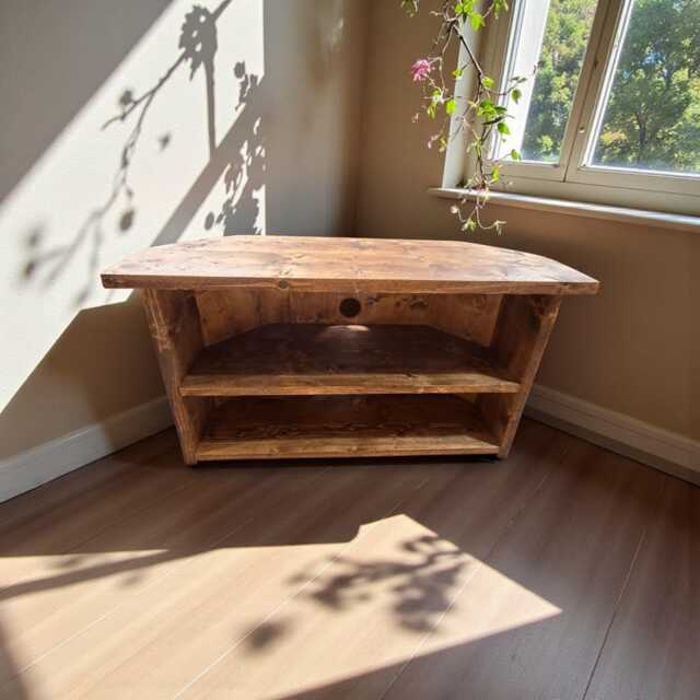 Rustic Reclaimed Wood Corner Tv Stand, Farmhouse Media Console - image 1