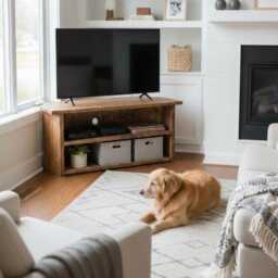 Rustic Reclaimed Wood Corner Tv Stand, Farmhouse Media Console - thumbnail 2