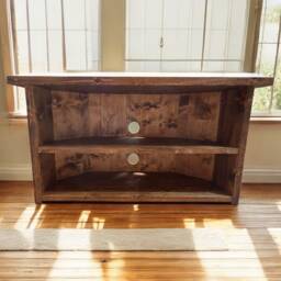 Rustic Reclaimed Wood Corner Tv Stand, Farmhouse Media Console - thumbnail 3