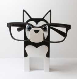 Wood Siberian Husky Figure Eyeglass Stand - thumbnail 1