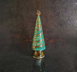 Raku Ceramic Christmas Tree Lantern - Pottery Tealight Candleholder Handmade Xmas Luminary Lighted Decor - thumbnail 1