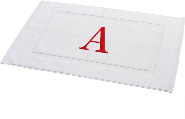 Monogrammed Bathmat, Monogram Bath Mat, Personalized Bathroom Rug, Custom, College Gift, Wedding White Heavy Towel Mat - image 1