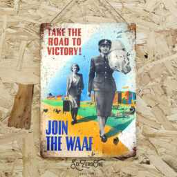 Ww2 Join The Waaf Metal Sign - Wartime Propaganda Poster Reproduction Vintage Retro Allied Shovel - thumbnail 1