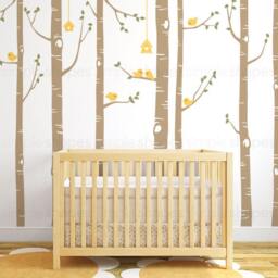 Birch Tree Wall Decal With Birds Nursery Decor - thumbnail 2