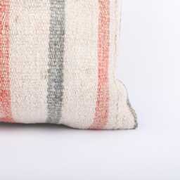 Handwoven Turkish Kilim Pillow Cover Vintage Wool Stripe, 14x14 - thumbnail 2