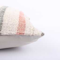 Handwoven Turkish Kilim Pillow Cover Vintage Wool Stripe, 14x14 - thumbnail 4