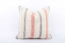Handwoven Turkish Kilim Pillow Cover Vintage Wool Stripe, 14x14 - thumbnail 1