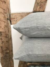 Set Of 2, 4, 6 Softened Linen Pillow Cases in Thin Blue/Natural Stripes/Linen Throw Pillows Stripes/Decorative - thumbnail 1