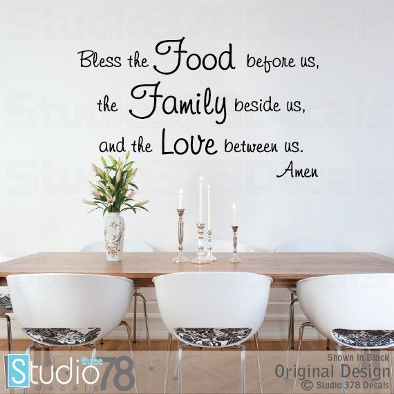Bless The Food Wall Decal - Christian Prayer, Dining Room Decor - image 1