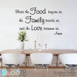 Bless The Food Wall Decal - Christian Prayer, Dining Room Decor - thumbnail 1