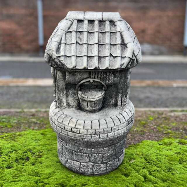 Concrete Wishing Well Statue Stone Garden Sculpture Outdoor Ornament Yard Centerpiece Handmade Decor Lover Gift Front Door Figurine - image 1