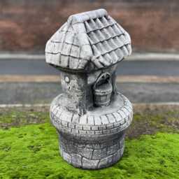 Concrete Wishing Well Statue Stone Garden Sculpture Outdoor Ornament Yard Centerpiece Handmade Decor Lover Gift Front Door Figurine - thumbnail 3