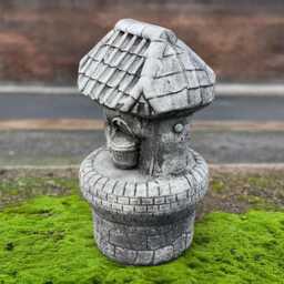 Concrete Wishing Well Statue Stone Garden Sculpture Outdoor Ornament Yard Centerpiece Handmade Decor Lover Gift Front Door Figurine - thumbnail 4