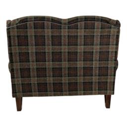 Wing Back Queen Anne Cottage 2 Seat Sofa -Lana Green Tartan Fabric - thumbnail 3
