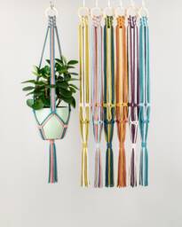 Colourful Macrame Plant Hanger Lisa, 2 Colours Combination, Recycled Cotton - thumbnail 1