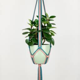 Colourful Macrame Plant Hanger Lisa, 2 Colours Combination, Recycled Cotton - thumbnail 3