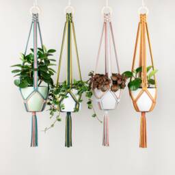 Colourful Macrame Plant Hanger Lisa, 2 Colours Combination, Recycled Cotton - thumbnail 2