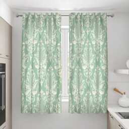 Green Damask Curtains, Traditional Ornate Pattern Drapes, Custom Size Window Treatment Panels - thumbnail 3