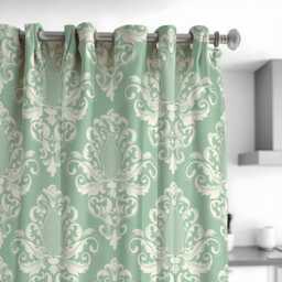 Green Damask Curtains, Traditional Ornate Pattern Drapes, Custom Size Window Treatment Panels - thumbnail 2