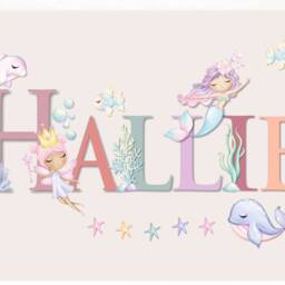 Girls Bedroom Name Art Mermaid Theme, Personalised Wall Decor, Under The Sea Nursery Custom Sign - thumbnail 2