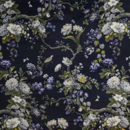 Midnight Floral Velvet Circular Drum Lampshade/Ceiling Shade, With A White Lining - thumbnail 2