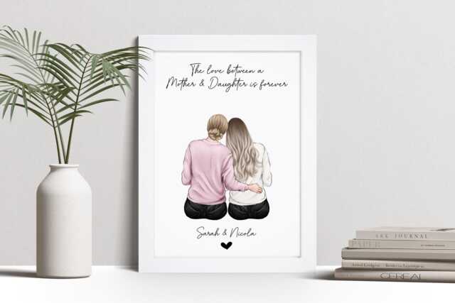 Personalised Mother Daughter Print, Custom Framed Wall Art - image 1