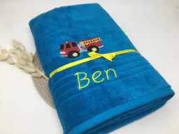 Guest Towel/Hand Bath 500 G/Meter Fire Truck Fire Engine Driving 04 + Name Embroidery Personalized Firefighter
