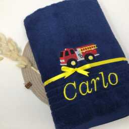 Guest Towel/Hand Bath 500 G/Meter Fire Truck Fire Engine Driving 04 + Name Embroidery Personalized Firefighter - thumbnail 2