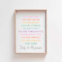 Girls Affirmation Print, Sister Twins Wall Art, Prints, Bedroom Decor, Playroom, Sibling Rainbow Art - thumbnail 2