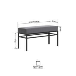 Frida 90x30 Modern Bench/Seat in The Hall Living Room Bedroom Strong Metal Frame Hand Made Poland - thumbnail 2