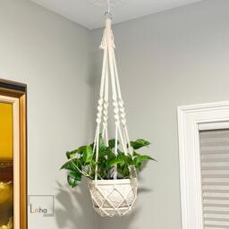 Handmade Cotton Plant Hanger Indoor Hanging Planter, No Fringe