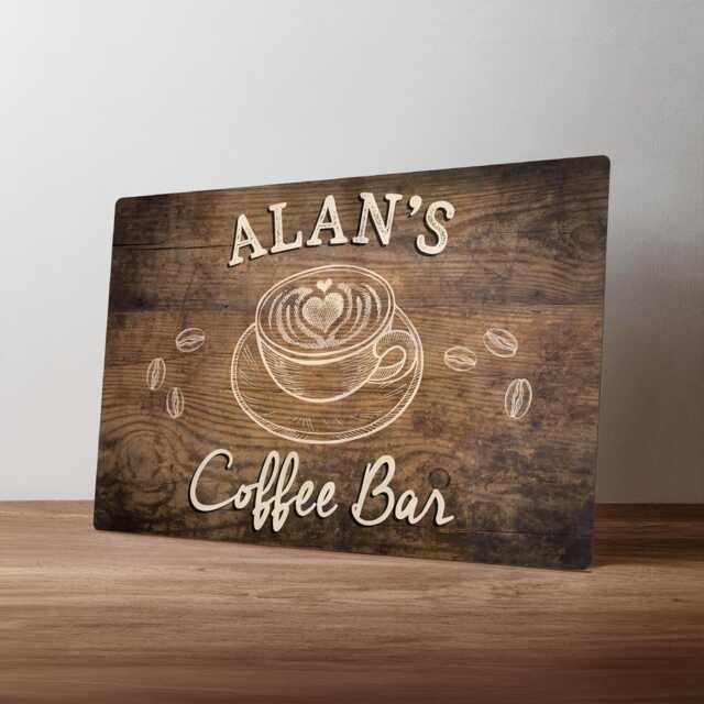 Personalised Coffee Bar Sign - Custom Metal Cafe Decor Kitchen Station Art in A5, A4, A3 - image 1