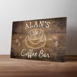 Personalised Coffee Bar Sign - Custom Metal Cafe Decor Kitchen Station Art in A5, A4, A3 - thumbnail 1