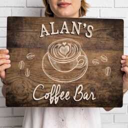 Personalised Coffee Bar Sign - Custom Metal Cafe Decor Kitchen Station Art in A5, A4, A3 - thumbnail 2