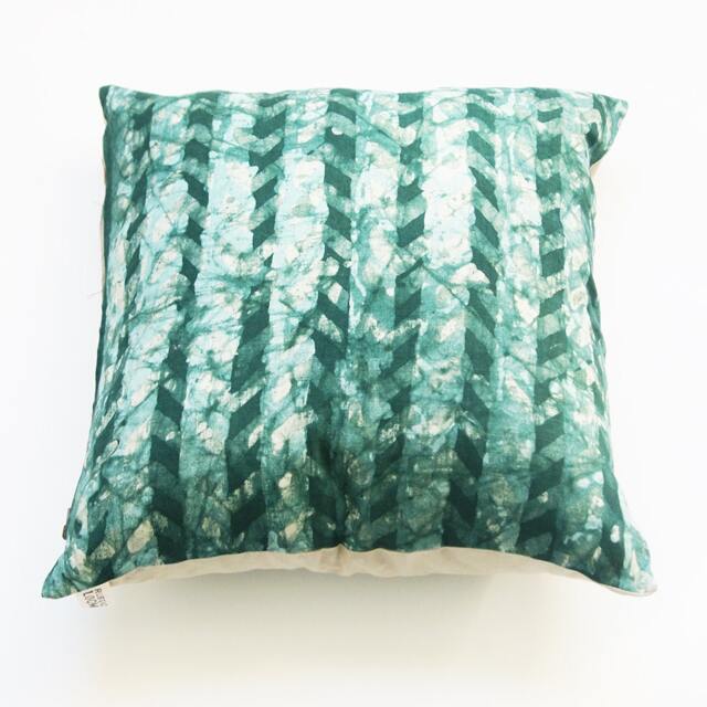 Moroccan Mint Green Linen Pillow Cover - Chevron - Batik Blockprinted - 20x20 Throw - image 1