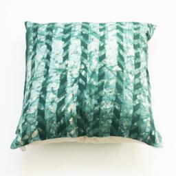Moroccan Mint Green Linen Pillow Cover - Chevron - Batik Blockprinted - 20x20 Throw - thumbnail 1