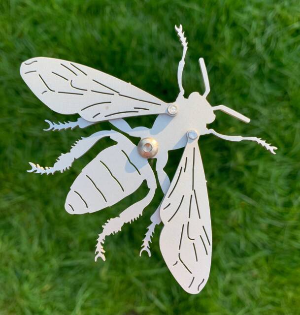 Large Honey Bee Stem - Silver, Anodised Aluminium, Garden Art Sculpture - image 1